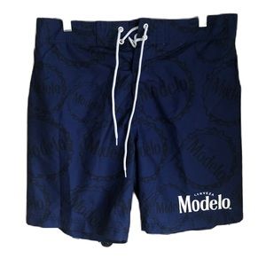 Cerveza Modelo Mens Blue Swim Trunks Size M